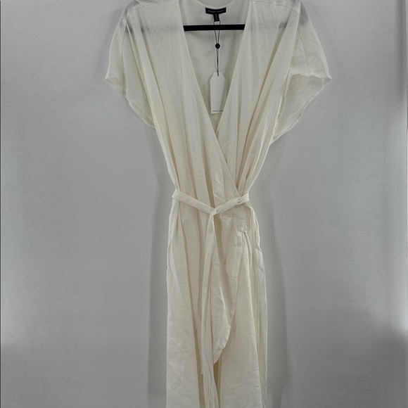 Universal Standard Tracy Linen‎ Blend Wrap Dress White Small 14-16 NWT - Picture 2 of 7